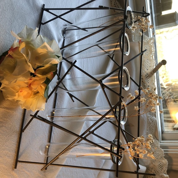 Test tube decor - flower vase - chemist - modern style decor - metal & glass - Picture 8 of 8